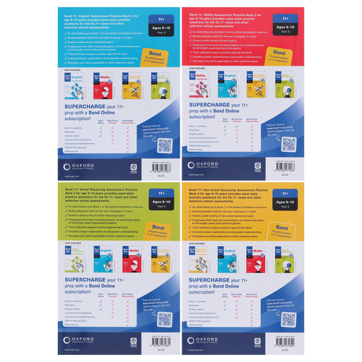 Bond 11+ Assessment Practice (Book 2) for Ages 9-10 (Year 5) 4 Books Collection Set - Paperback 9-14 OUP Oxford