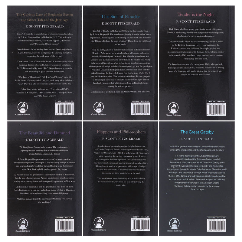 The F. Scott Fitzgerald's 6 Books Collection Box Set - Fiction - Paperback Fiction Classic Editions