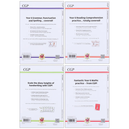 CGP KS2 (Year 6) Targeted Question and Practice Bundle 4 Books Collection Set - Ages 10-11 - Paperback 9-14 Coordination Group Publications Ltd (CGP)