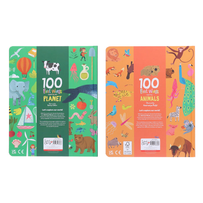 100 First Words Exploring Our Planet & Exploring Animals 2 Books Collection Set - Ages 3-5 - Board Book 0-5 Sweet Cherry Publishing