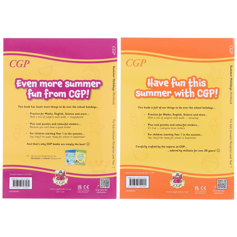 CGP Summer Holidays Activity Workbook (For kids between Reception to Year 1) With 100+ Stickers 2 Books Set - Paperback