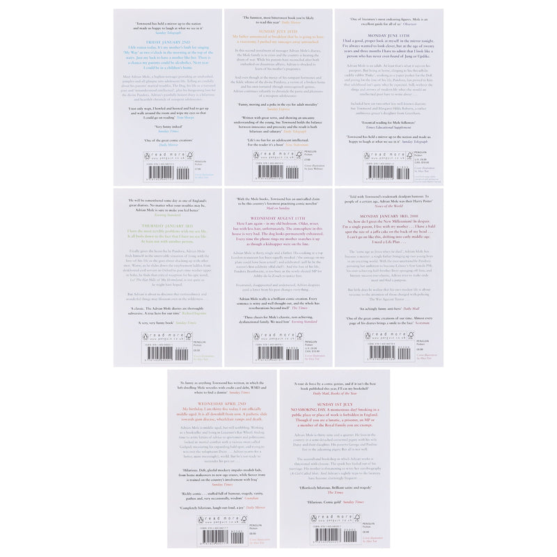 Adrian Mole Series by Sue Townsend 8 Books Collection Set - Young Adult - Paperback Fiction Penguin Random House