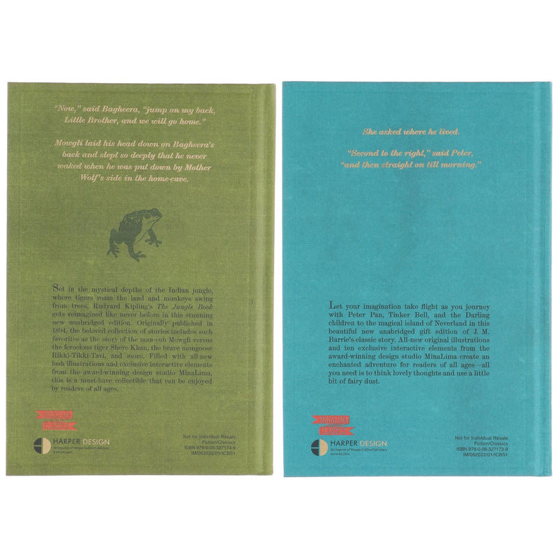 The Jungle Book & Peter Pan by Rudyard Kipling & J. M Barrie (Minalima Edition) 2 Books Collection Box Set - Ages 8+ - Hardback 9-14 HarperCollins Publishers
