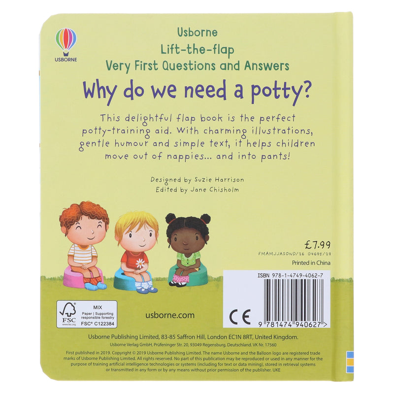 Why Do We Need A Potty? (Very First Lift-the-Flap Questions & Answers) by Katie Daynes - Ages 2+ - Board Book 0-5 Usborne Publishing Ltd