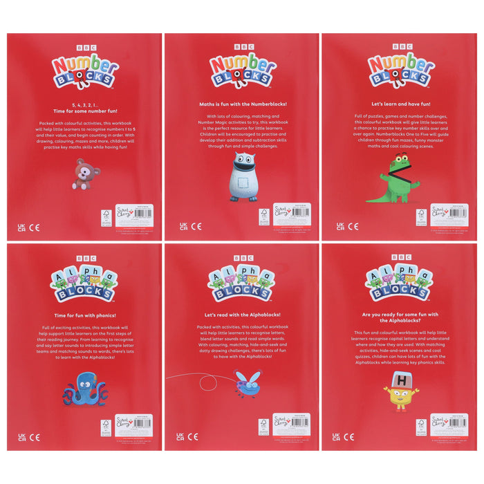 Numberblocks and Alphablocks Level 1 Collection 6 Workbooks Set With Fun Stickers - Ages 3-5 - Paperback 3-5 Sweet Cherry Publishing