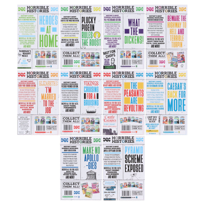 Horrible Histories Savage 10 Book Collection Set By Terry Deary - Ages 8-12 - Paperback 9-14 Scholastic