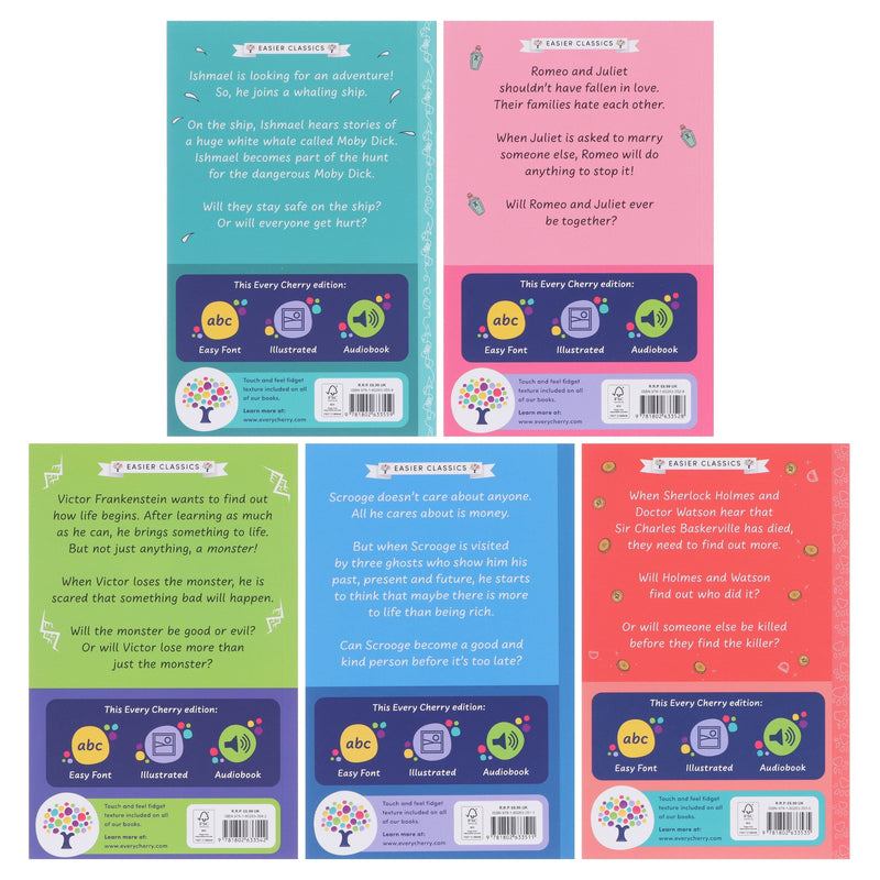 Easier Classics Reading Library: The Starter Collection 5 Books Box Set with Free Audio Books - Ages 7+ - Paperback 7-9 Sweet Cherry Publishing