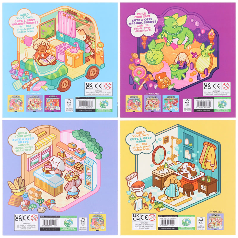 Cute & Cosy Sticker Rooms by Harry Alexander & Anna Guillet 4 Activity Books Set - Ages 6+ - Paperback 7-9 Buster Books