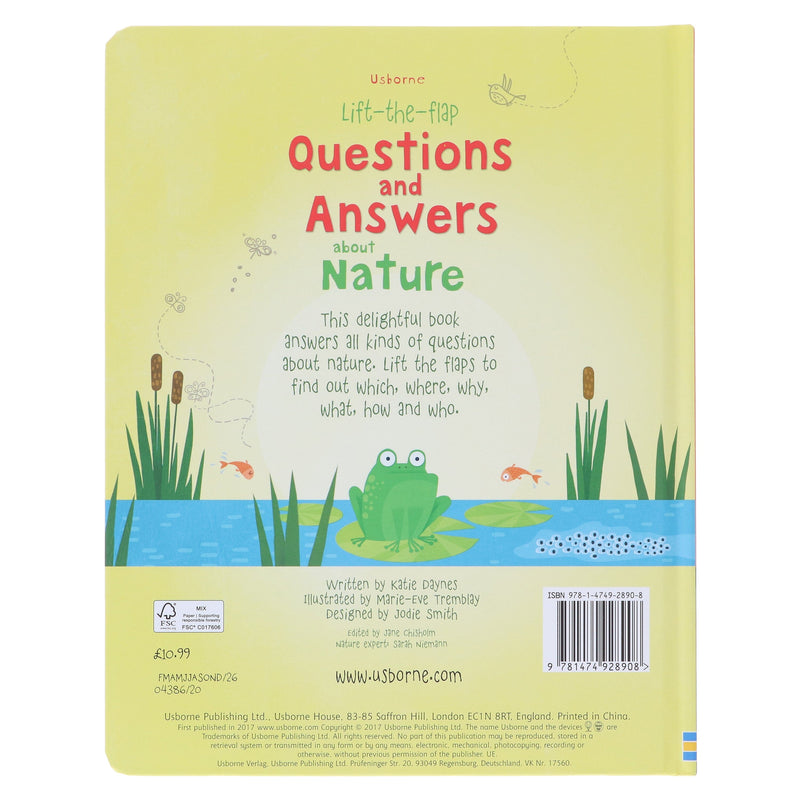 Usborne: Lift the Flap Questions and Answers About Nature by Katie Daynes - Ages 5+ - Board Book 5-7 Usborne Publishing Ltd