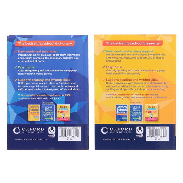 Oxford School Dictionary and Thesaurus 2 Books Set - Age 10+ - Paperback 9-14 Oxford University Press