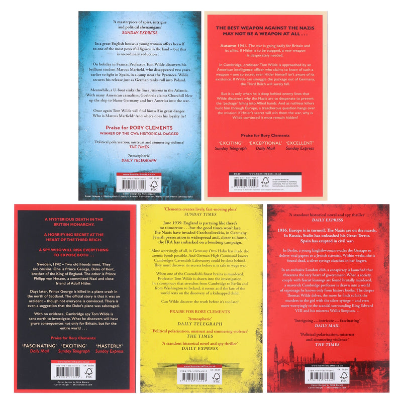 Tom Wilde Series (Book 1-5) By Rory Clements: 5 Books Collection Set - Fiction - Paperback Fiction Bonnier Books Ltd
