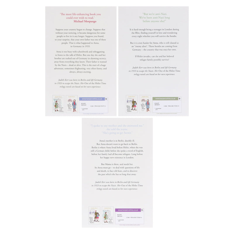 Out Of The Hitler Time by Judith Kerr 3 Books Set – Ages 9-14 – Paperback B2D DEALS HarperCollins Publishers