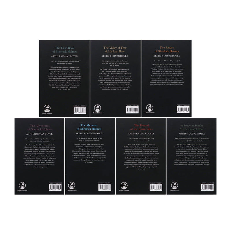 Complete Collection of Sherlock Holmes by Arthur Conan Doyle 7 Books Box Set - Fiction - Paperback Fiction Classic Editions