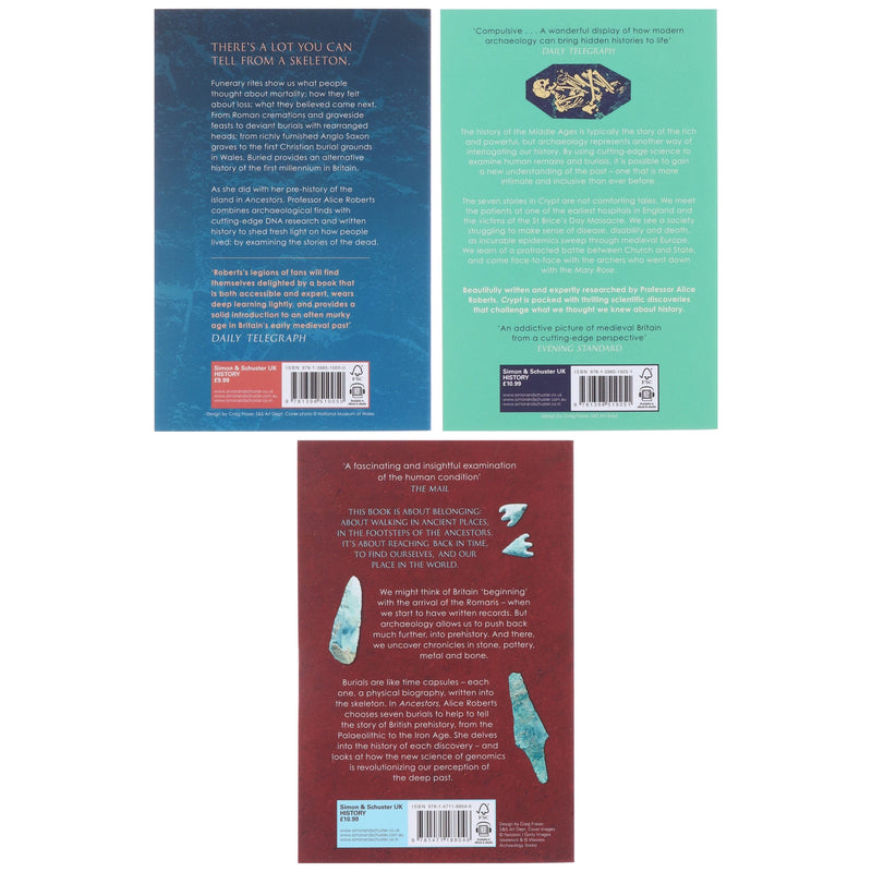 Ancestors, Buried & Crypt By Alice Roberts: 3 Books Collection Set - Non Fiction - Paperback Non-Fiction Simon & Schuster