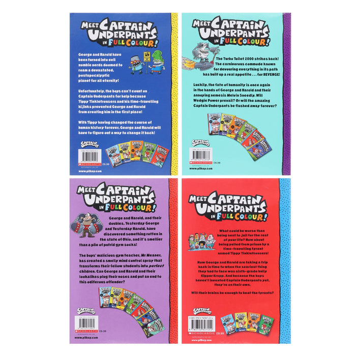 Captain Underpants Full Colour Series (Book 9-12) Collection by Dav Pilkey 4 Books Set - Ages 7-11 - Paperback Graphic Novels Scholastic