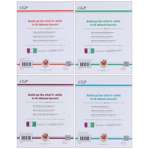 CGP 11+ 10-Minute Tests For GL Assessment 4 Books Collection Set (Includes Free Online Edition)- Ages 9-10 - Paperback 9-14 Coordination Group Publications Ltd (CGP)