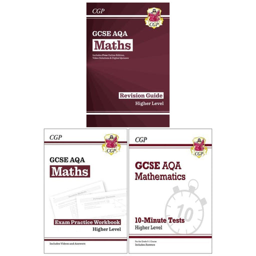 CGP GCSE Maths AQA Revision Guide: Higher Level Collection 3 Books Set (Includes Online Edition, Videos & Quizzes)- Paperback Young Adult Coordination Group Publications Ltd (CGP)