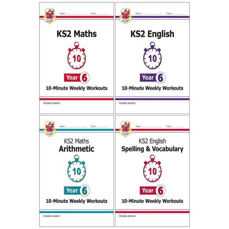 CGP KS2 (Year 6)10-Minute Weekly Workouts Collection 4 Books Set - Ages 7-11 - Paperback 7-9 Coordination Group Publications Ltd (CGP)