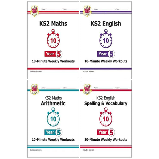 CGP KS2 (Year 5)10-Minute Weekly Workouts Collection 4 Books Set - Ages 7-11 - Paperback 7-9 Coordination Group Publications Ltd (CGP)