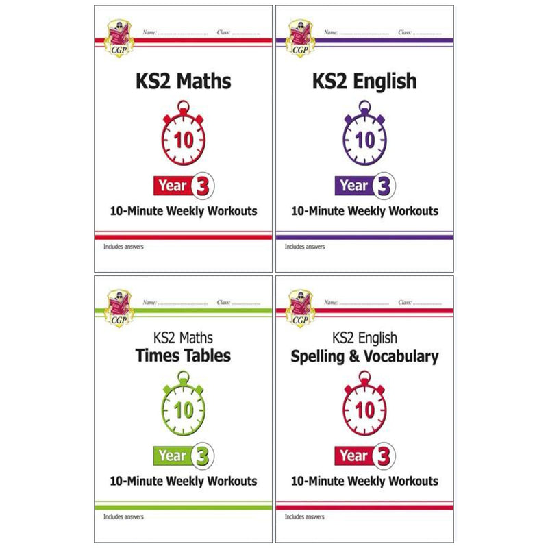 CGP KS2 (Year 3) 10-Minute Weekly Workouts Collection 4 Books Set - Ages 7-11 - Paperback