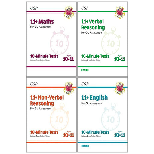 CGP 11+ 10-Minute Tests For GL Assessment 4 Books Collection Set (Includes Free Online Edition)- Ages 10-11 - Paperback 9-14 Coordination Group Publications Ltd (CGP)