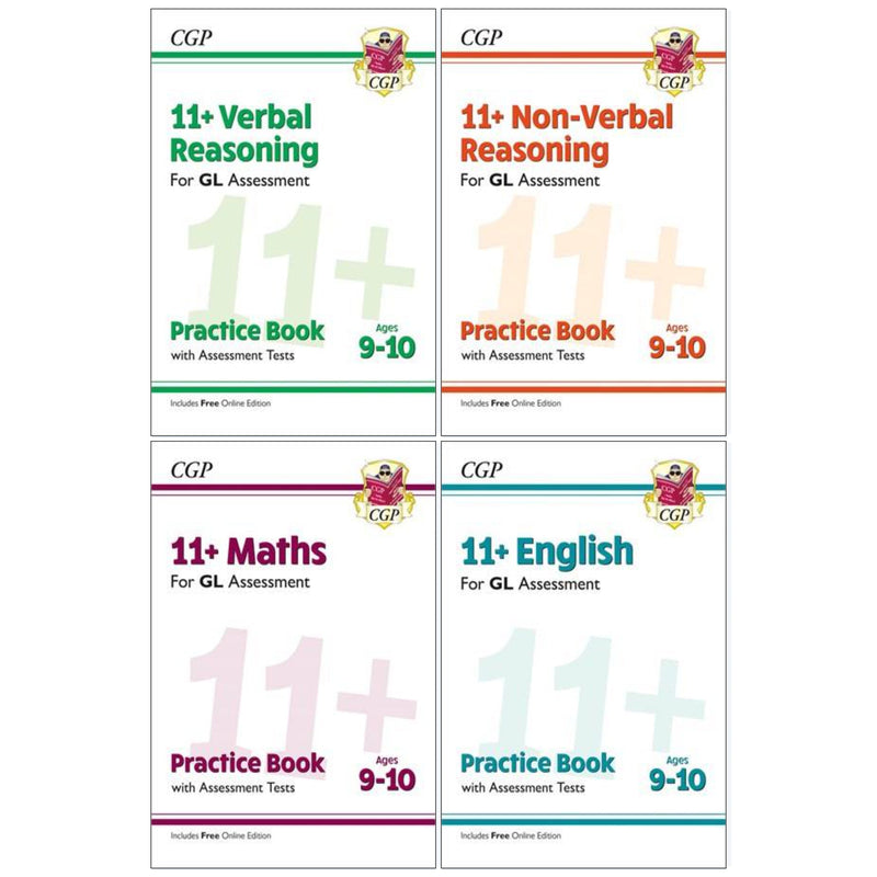 CGP 11+ Practice Book and Assessment Tests Bundle (for GL Assessment) 4 Books Set - Ages 9-10 - Paperback (Includes Free Online Edition) 9-14 Coordination Group Publications Ltd (CGP)