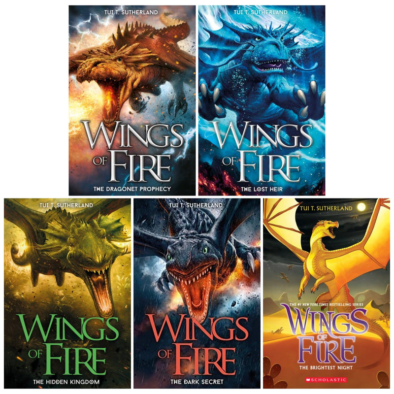 Wings of Fire Series 5 Books Collection Set by Tui T. Sutherland - Ages 8-12 - Paperback 9-14 Scholastic