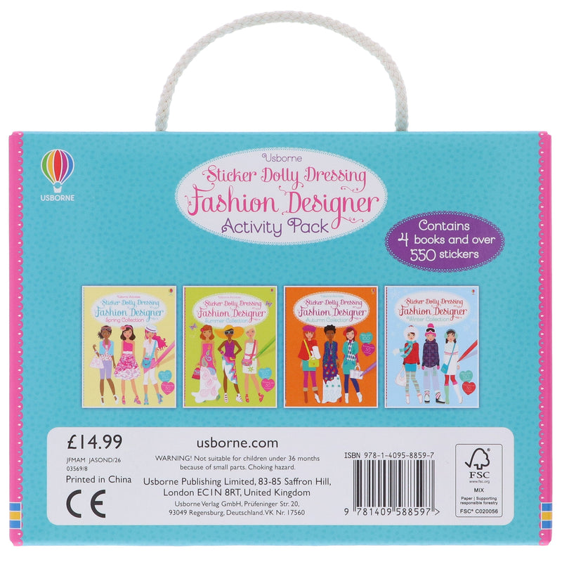 Usborne: Sticker Dolly Dressing Fashion Designer Activity Pack By Fiona Watt 4 Books Collection Box Set - Ages 7+ - Paperback 5-7 Usborne Publishing Ltd