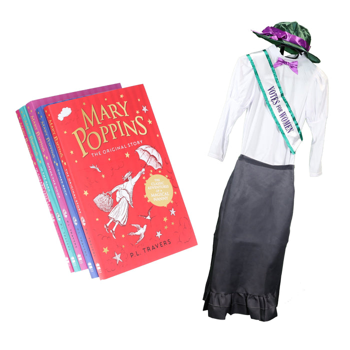 Mary Poppins By P. L. Travers 5 Books Collection Set With Victorian Suffragette Costume 9-14 HarperCollins Publishers