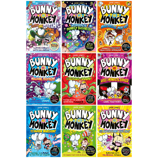 Bunny vs Monkey Series By Jamie Smart 9 Books Collection Set - Ages 7-9 - Paperback B2D DEALS David Fickling Books