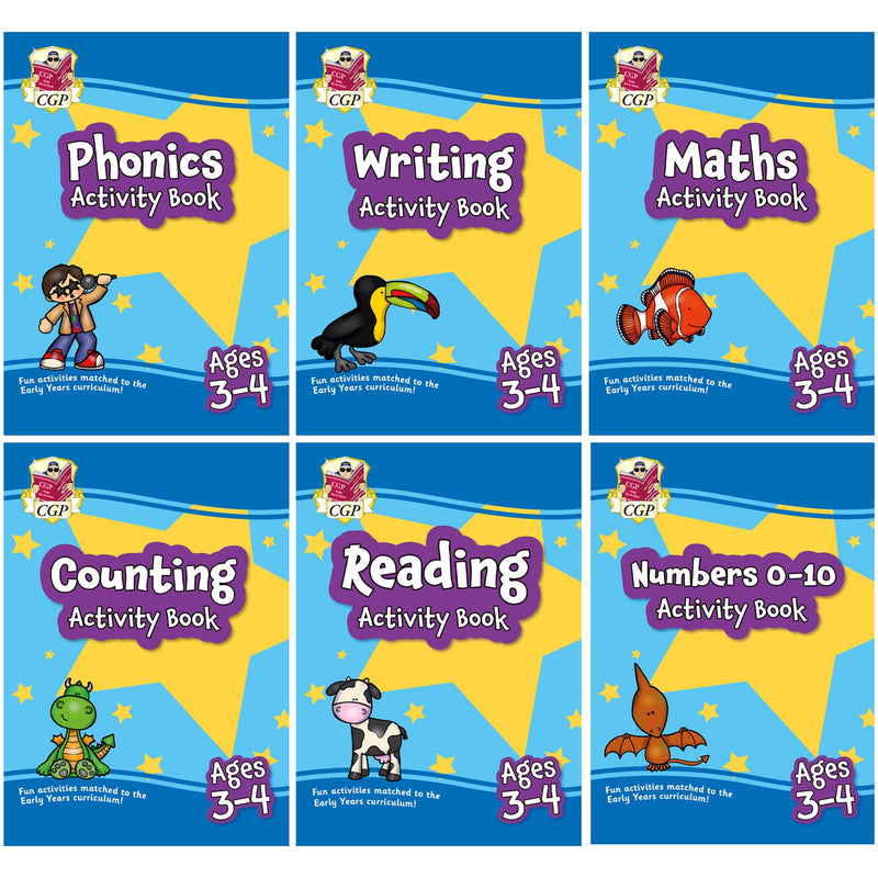 CGP Preschool Activity Book Bundle 6 Books Collection Set - Ages 3-4 - Paperback 3-5 Coordination Group Publications Ltd (CGP)