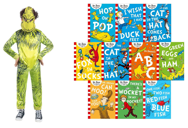 A Classic Case Of Dr. Seuss 10 Books Collection Set With Dr Seuss The Grinch Children's Costume 0-5 HarperCollins Publishers