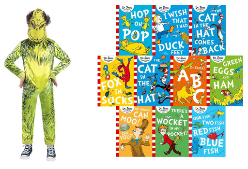A Classic Case Of Dr. Seuss 10 Books Collection Set With Dr Seuss The Grinch Children's Costume 0-5 HarperCollins Publishers