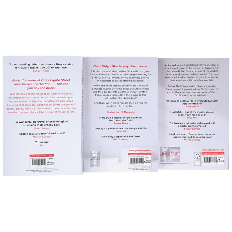 JP Delaney 3 Books Collection Set (The Girl Before, Believe Me & The Perfect Wife) - Fiction - Paperback Fiction Quercus Publishing