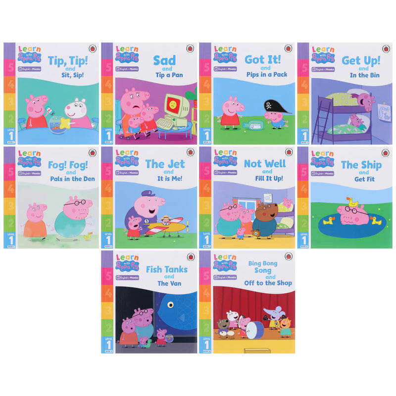 Learn with Peppa Phonics Level 1 & 2 Collection 20 Books Box Set - Ages 3+ - Paperback 3-5 Penguin