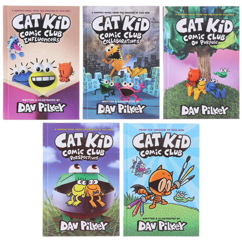 Cat Kid Comic Club by Dav Pilkey 5 Books Collection Set - Graphic Novels - Ages 7-12 - Hardback Graphic Novels Scholastic