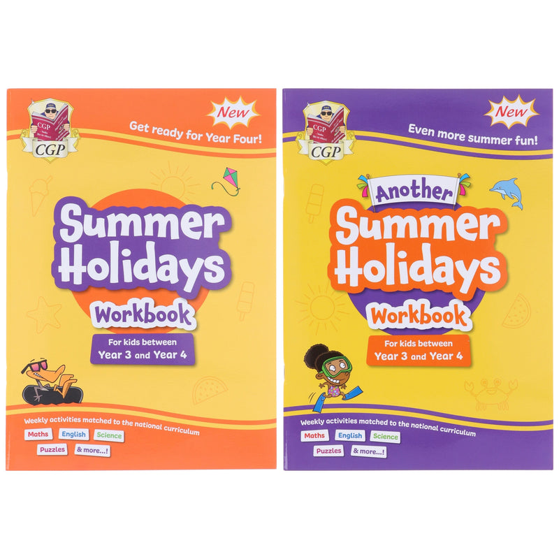CGP Summer Holidays Activity Workbook (For kids between Year 3 & Year 4) 2 Books Set - Paperback 7-9 Coordination Group Publications Ltd (CGP)
