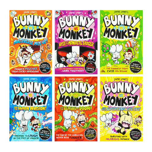 Bunny vs Monkey By Jamie Smart 6 Books Collection Set - Ages 7-9 - Paperback 7-9 David Fickling Books