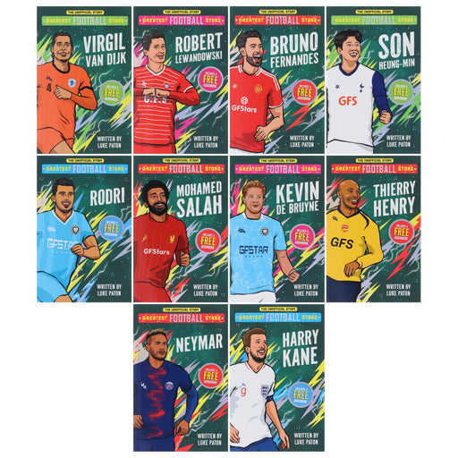 The Greatest Football Stars (Volume 2) by Luke Paton 10 Books Collection Box Set (Includes 10 Free Audiobooks!) - Ages 7-9 - Paperback 7-9 Sweet Cherry Publishing