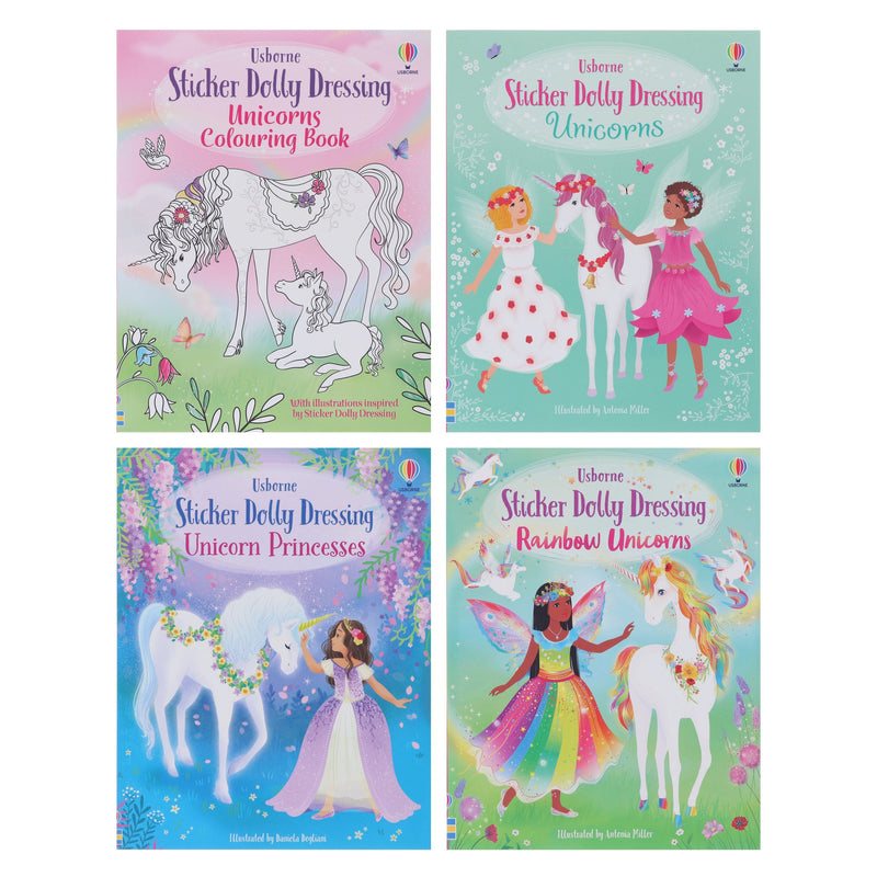 Usborne: Sticker Dolly Dressing Unicorns Pack by Fiona Watt 4 Books Collection Box Set - Ages 5+ - Paperback 5-7 Usborne Publishing Ltd