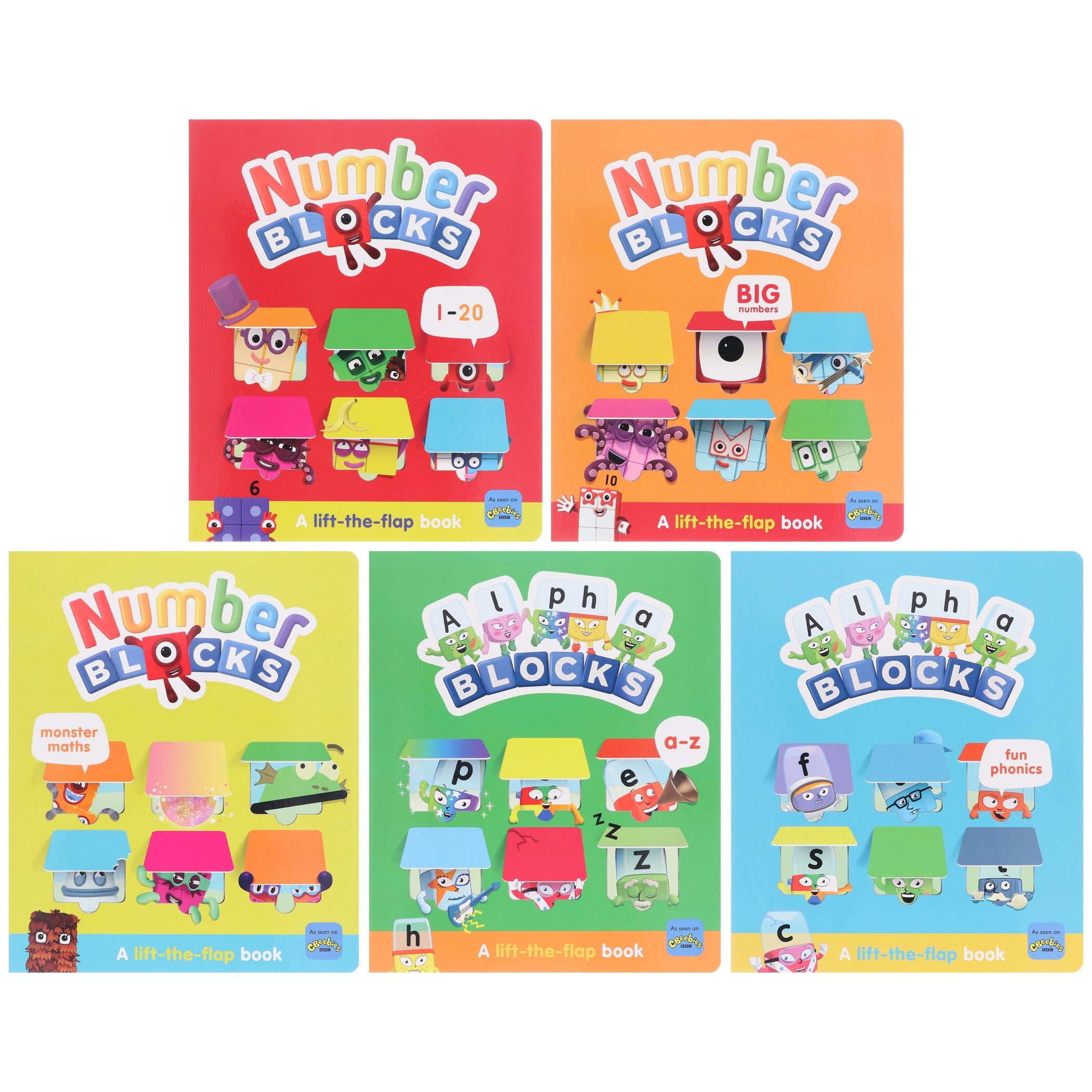 Numberblocks and Alphablocks Lift-the-Flap 5 Books Collection Set By S ...