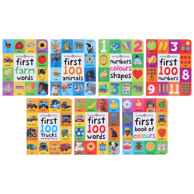 Priddy First 100 Library Collection 7 Books Box Set - Ages 0-5 - Board Book 0-5 Priddy Books