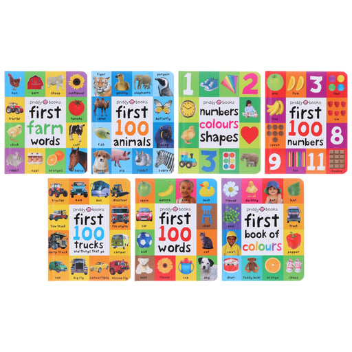 Priddy First 100 Library Collection 7 Books Box Set - Ages 0-5 - Board Book 0-5 Priddy Books