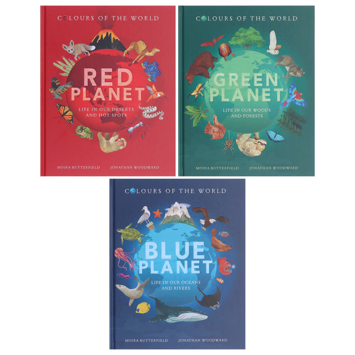 Colours of the World 3 Books Set (Blue Planet, Red Planet & Green Planet) By Moira Butterfiels, Jonathan Woodward - Ages 0-5 - Hardback B2D DEALS Little Tiger Press Group