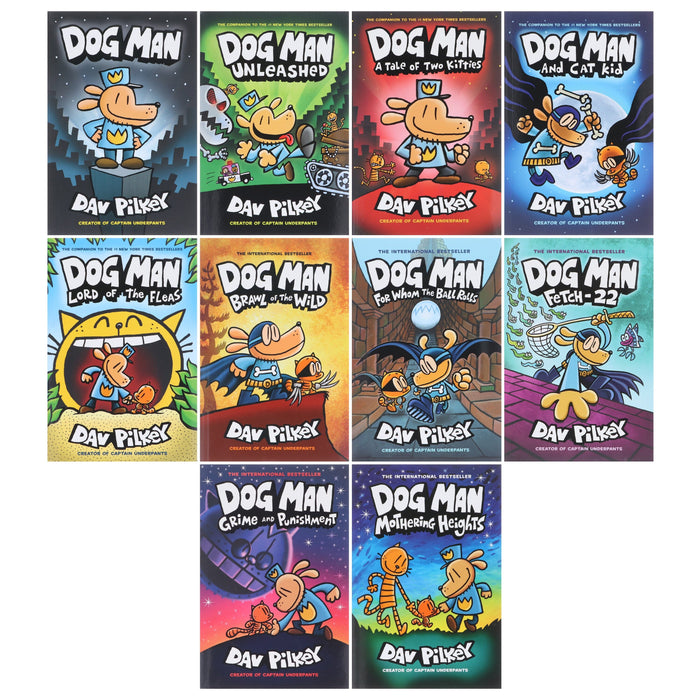 Dog Man by Dav Pilkey: Books 1-10 Collection Set - Ages 6-12 - Paperback Graphic Novels Scholastic