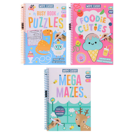 Wipe Clean: Kids' Holiday Travel Pack Assortment 3 Activity Books Collection Set - Ages 4+ - Paperback 3-5 Make Believe Ideas
