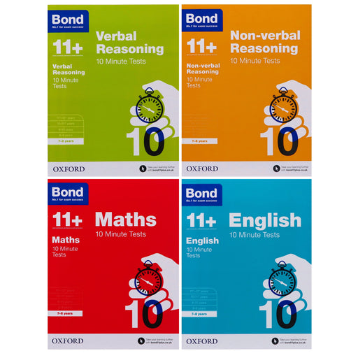 Bond 11+ Quick 10 Minute Tests (Age 7-8) by Oxford 4 Books Collection - Paperback 7-9 Oxford University Press