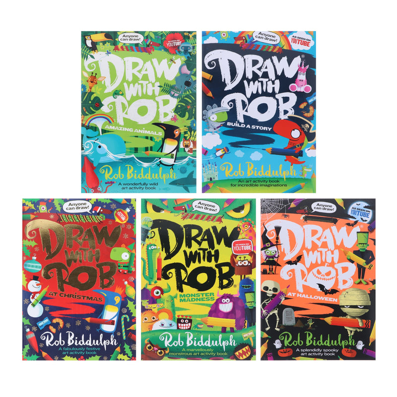 Draw And Rob Draw With Rob Series By Rob Biddulph 5 Books Collection Set - Ages 4-1 ...