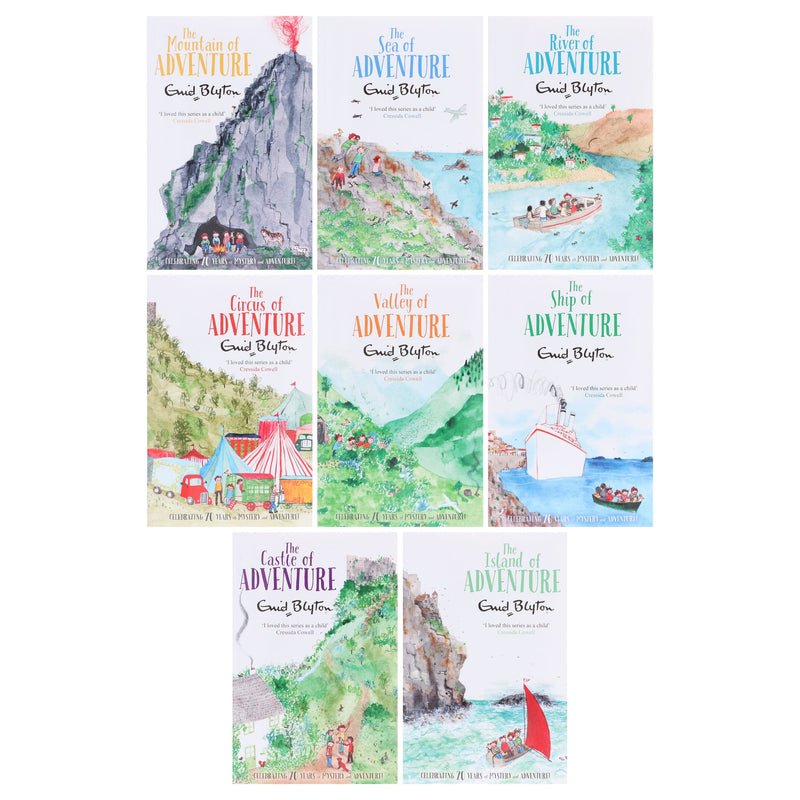 Enid Blyton Adventure Series (Mountain, Sea, River, Circus, Valley, Ship, Castle, Island) 8 Books Collection Box set - Ages 9-14 - Paperback 9-14 Pan Macmillan