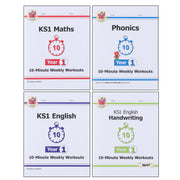 CGP KS1 (Year 1) 10-Minute Weekly Workouts Collection 4 Books Set - Ages 5-7 - Paperback 5-7 Coordination Group Publications Ltd (CGP)